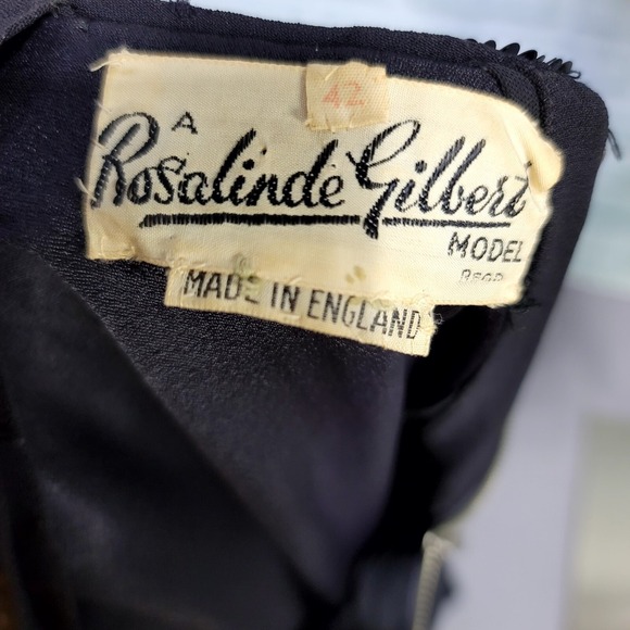 Vintage 40s Rosalinde Gilbert Model Black Cocktail Sheath Dress Sequins England - Picture 16 of 16